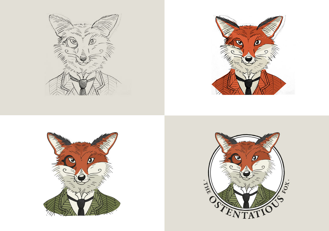 Branding of The Ostentatious Fox - Sketch Process